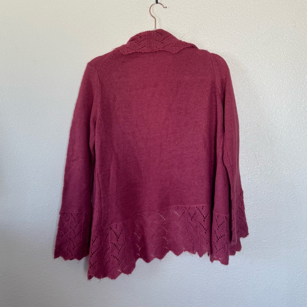 Modern Soul Rose Pink Mohair Blend Cardigan Sweater Open Front Oversized XS - Picture 3 of 7